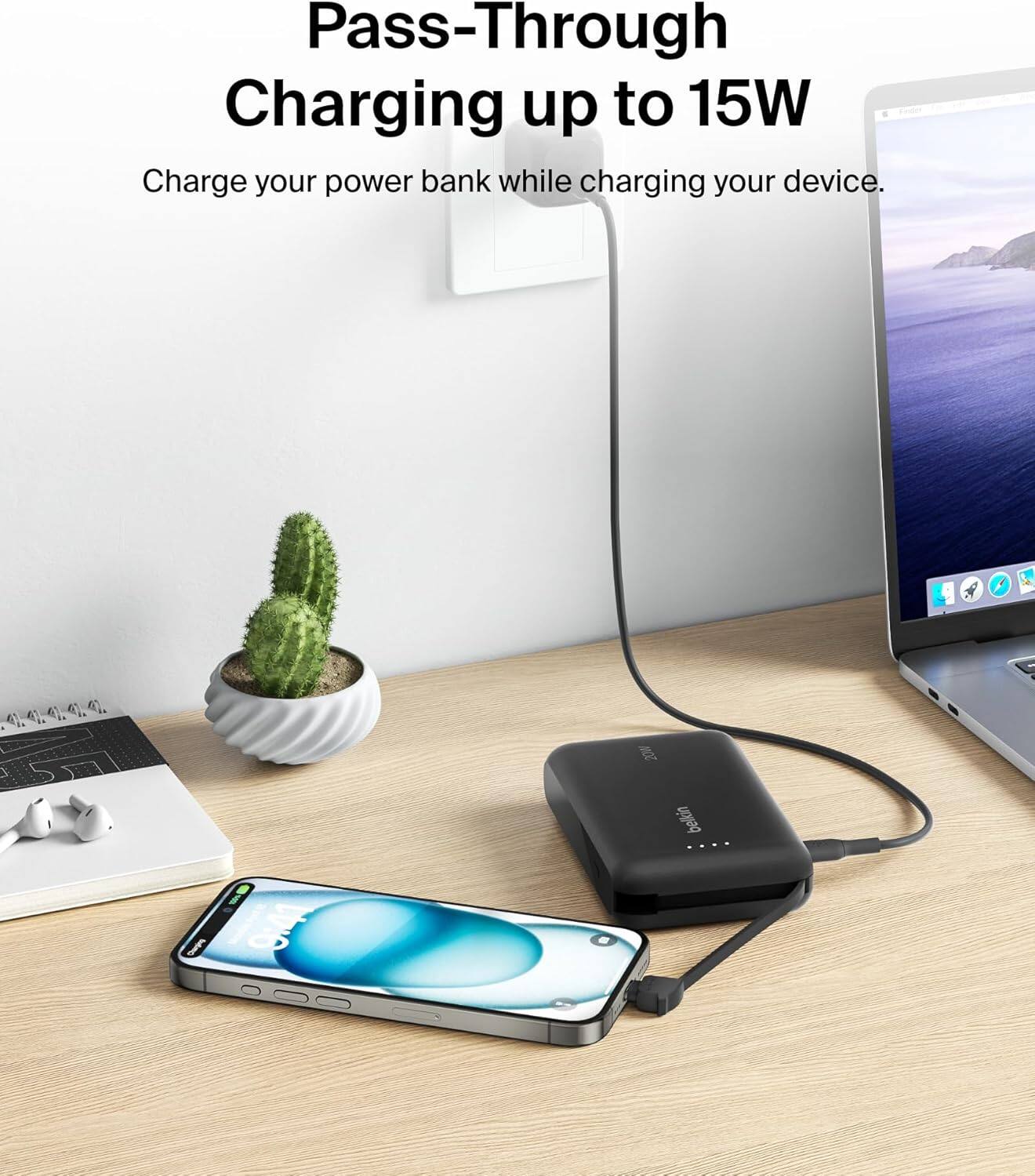 Pass-Through Charging up to 15W Charge your power bank while charging your device. 208 bellan ... 94g