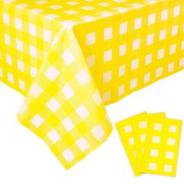 Dapper Styles - 3 Packs Gingham Tablecloth And Checkered Tablecloths 54 X Disposable Plastic Tablecovers Waterproof Rectang - Yellow and White-3