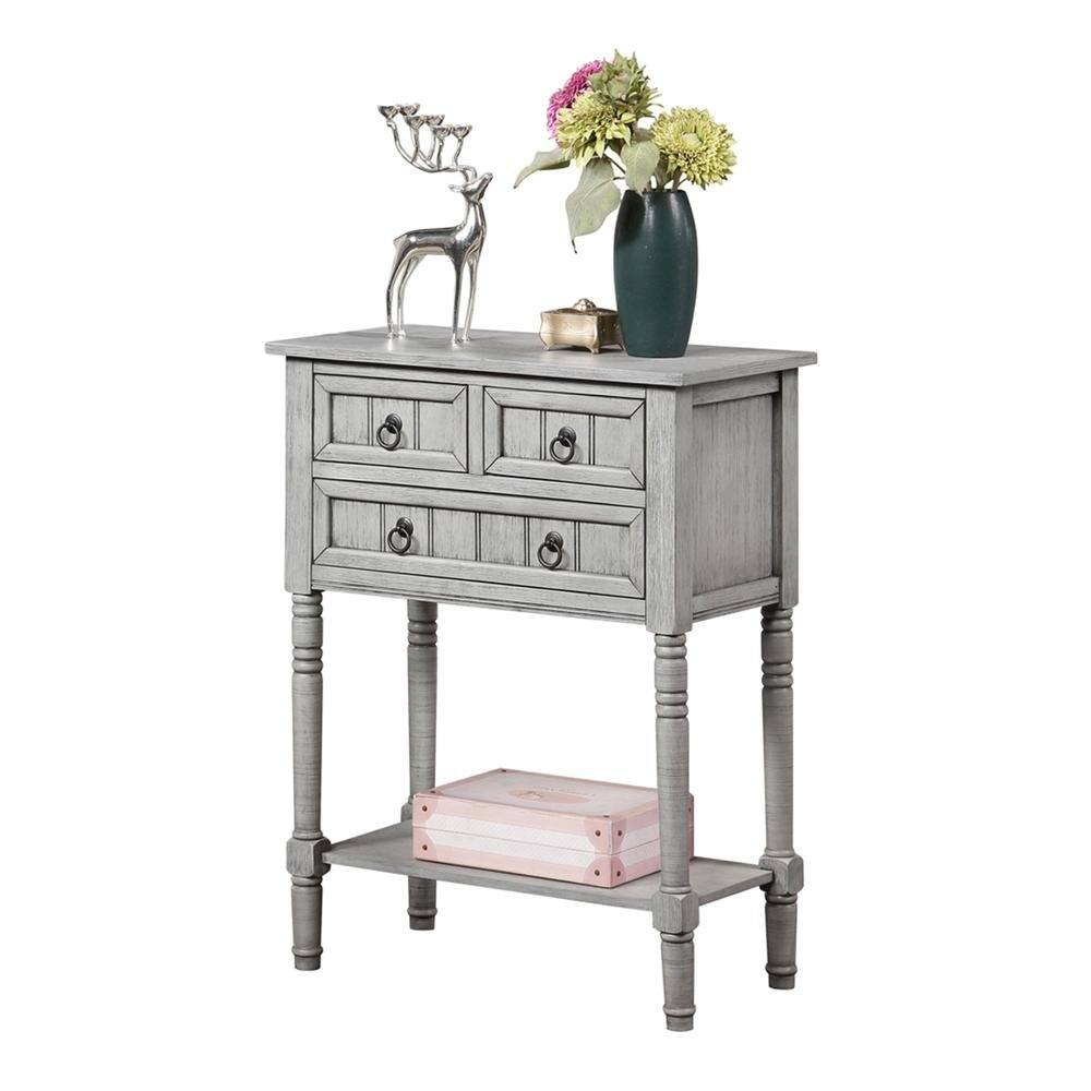 Angle. FurniFact - Entry Hall Table, Wirebrush Gray - Wirebrush Light Gray.