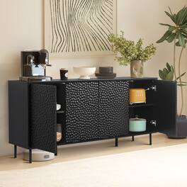 Bestier - Mid-Century Sideboard with Ample Storage & Raised Legs for Easy Cleaning - Black