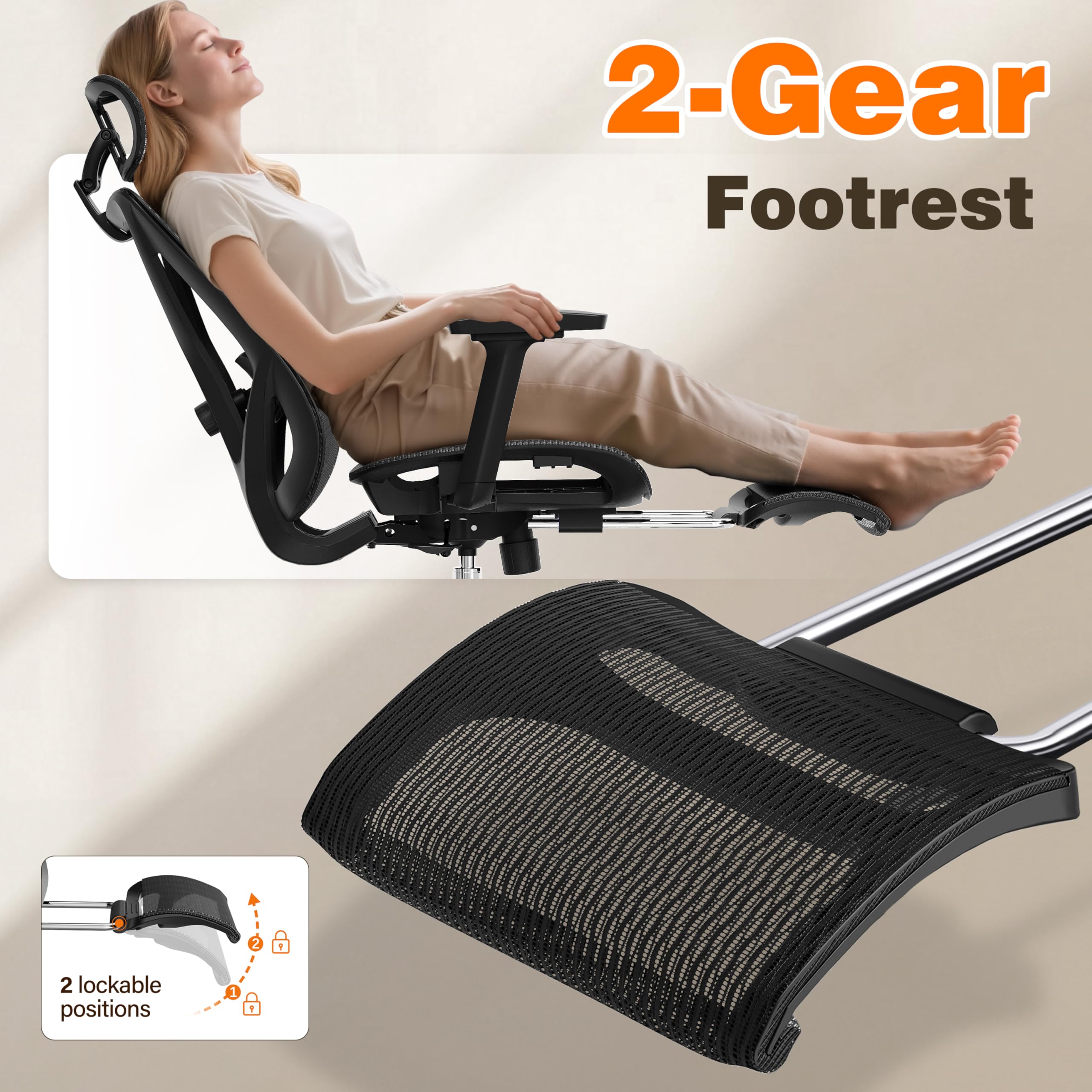 2-Gear Footrest  
2 lockable positions
