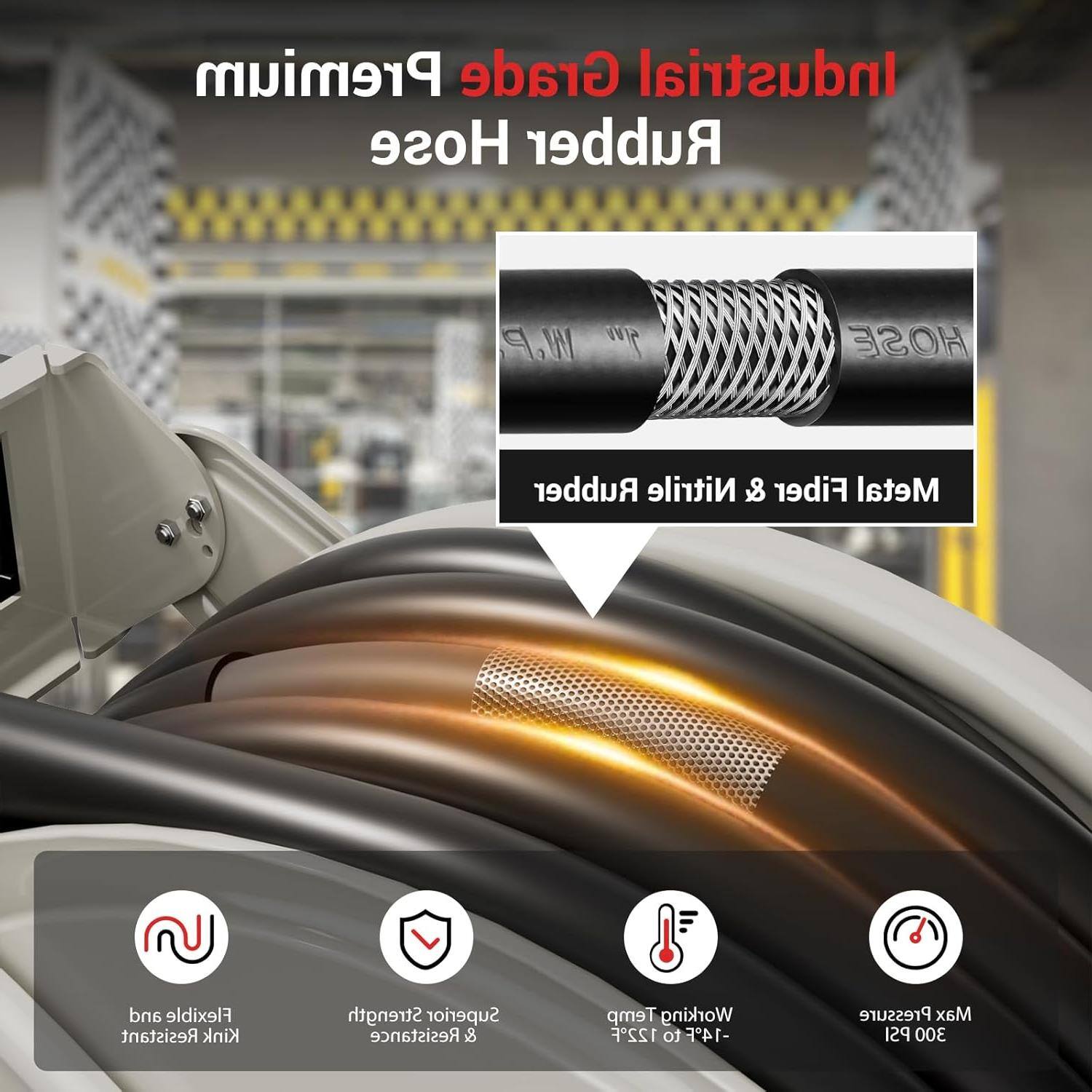 Premium Grade Industrial Hose Rubber W.P HOSE Rubber Nitrile & Fiber Metal ~ and Flexible Resistant Kink Strength Superior Resistance & Temp Working 122F to -14F Pressure Max PSI 300

- Flexible & Durable
- High Pressure & Temperature Resistance
- Working Pressure: 300 PSI
- Temperature Range: -14F to 122F