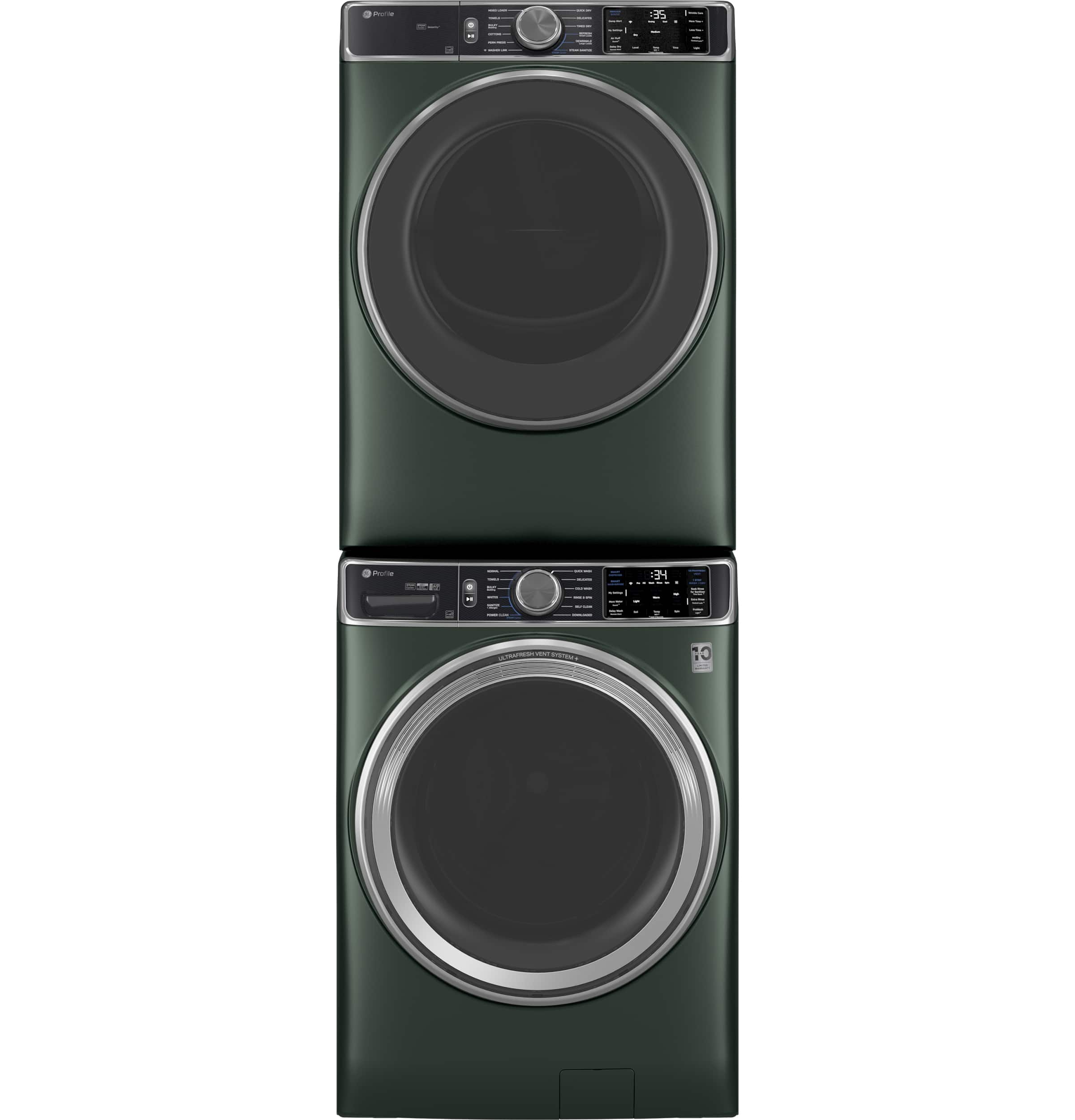 Alt View 18. GE Profile - 7.8 Cu. Ft. Stackable Smart Electric Dryer with Steam and Sanitize Cycle - Jade Green.