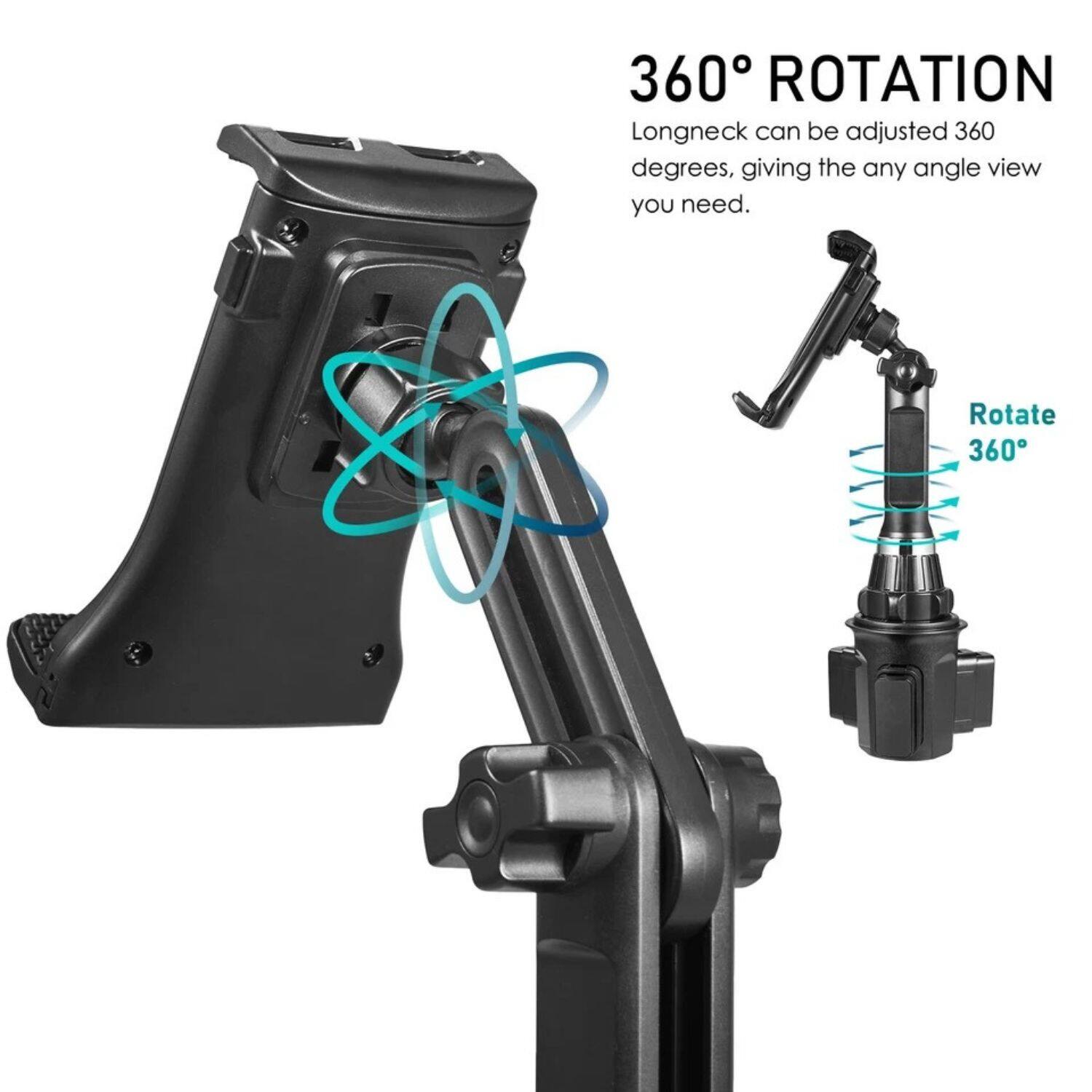 360° ROTATION  
Longneck can be adjusted 360 degrees, giving the any angle view you need.  
Rotate 360°