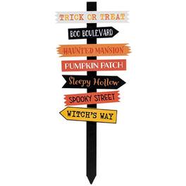 BreeBe - Halloween Woods Primitive Signpost w/Base - 14.5"H - Multicolor