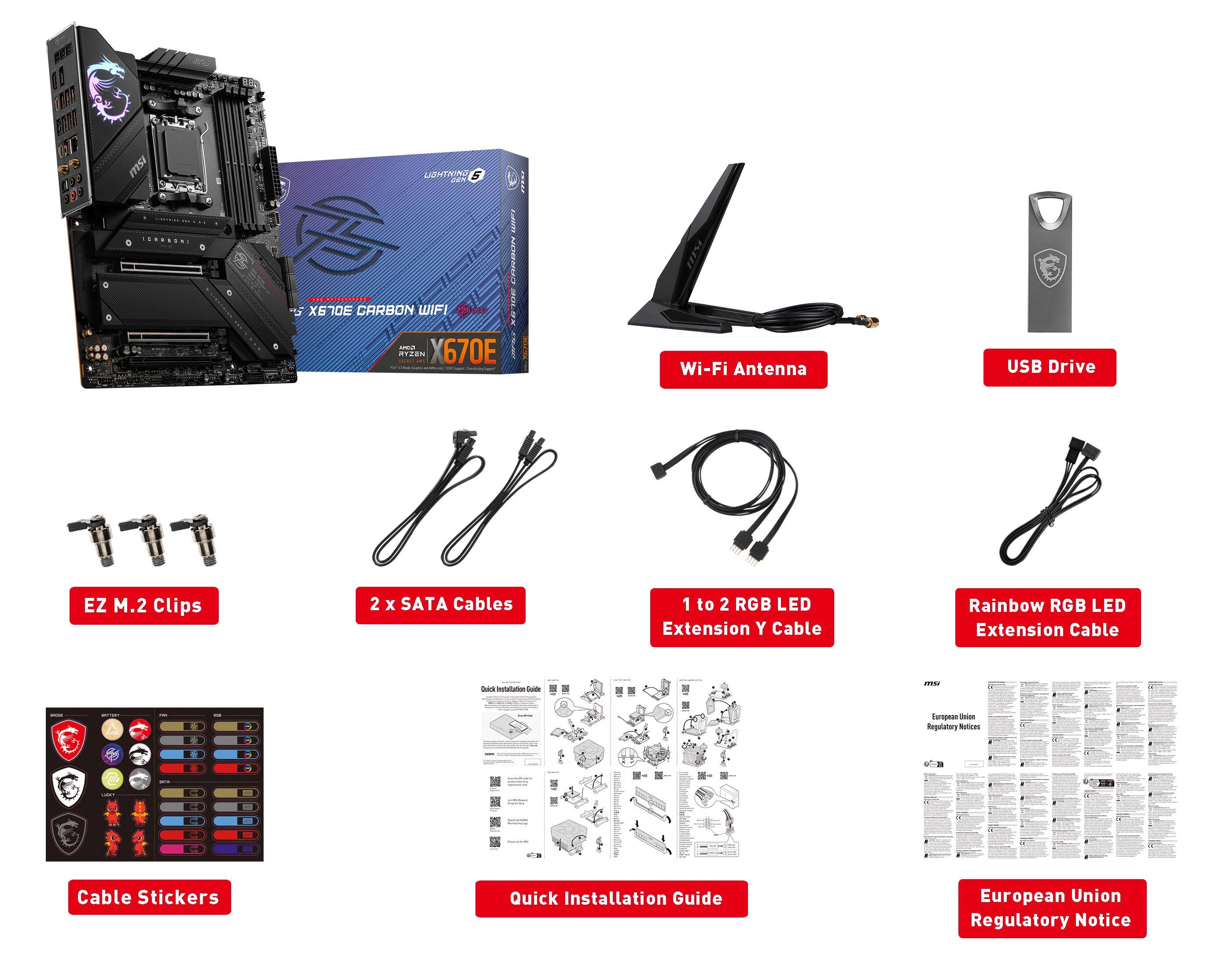 Alt View 15. MSI - MPG X670E CARBON WIFI (Socket AM5) AMD X670 ATX DDR5 Wi-Fi 6E Motherboard - Black.