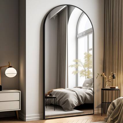 Front. Stylel Star - Oversized Full-body Mirror 77" X 38" Arched Full-length Metal Frame Floor For Bedroom Living/dressing Room Gym - Stand/w.