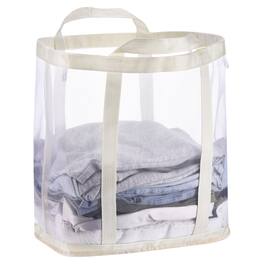 Unique Bargains - Collapsible Laundry Basket, Mesh Hamper with Handles, Foldable Bag, Breathable for Washing, Bathroom, Dorm, Extra Large - Beige