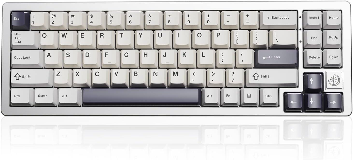 Wikistore - AL71 75% Mechanical Keyboard,Full Aluminum CNC,Hot Swappable Gasket,NKRO Programmable RGB Backlight Creamy Typing - Silver