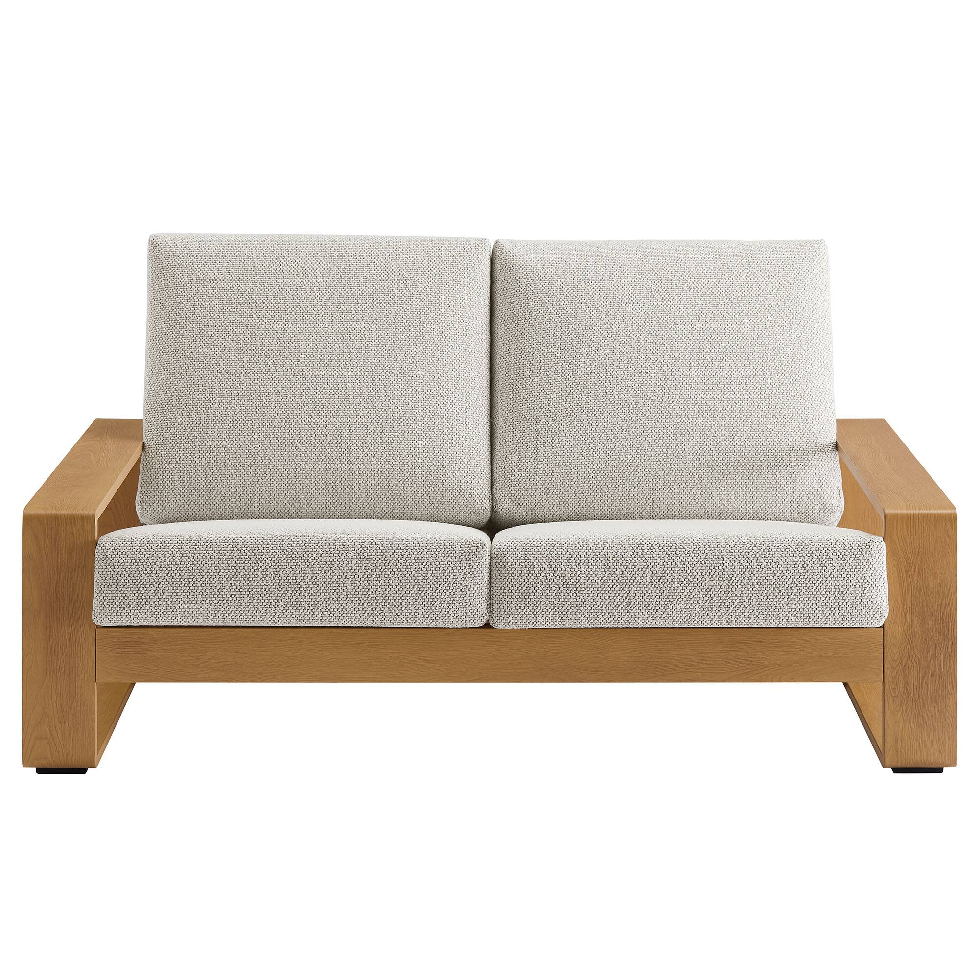 Alt View 4. Modway - Lirienne Outdoor Patio Aluminum Faux Wood Loveseat by Modway - Ivory Natural.
