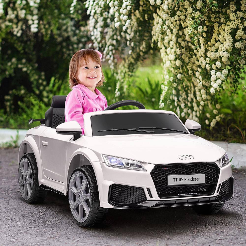 Angle. BreeBe - 6V Kids Electric Ride On Car, Licensed Audi TT RS with Seat and Remote Control, Horn, Music, MP3 - White.
