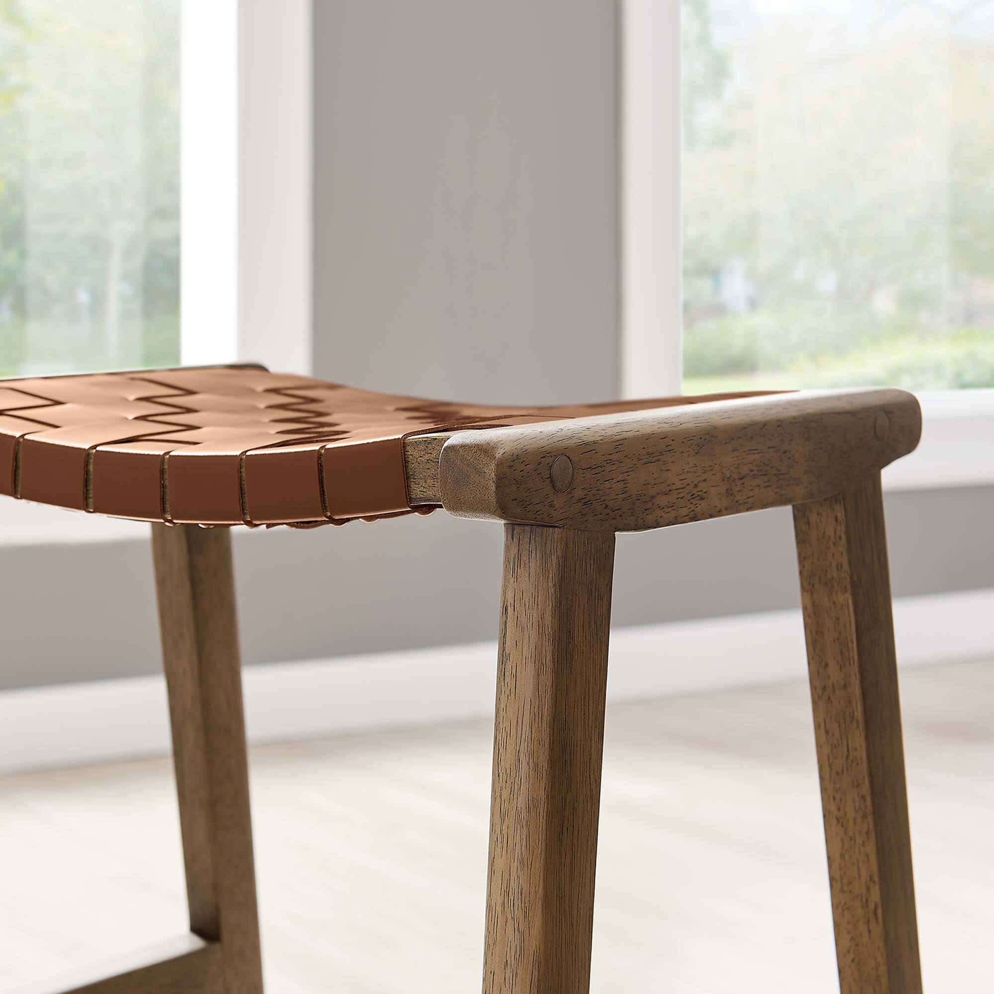 Alt View 5. Modway - Saoirse Faux Leather Wood Counter Stool Set of 2 by Modway - 0.
