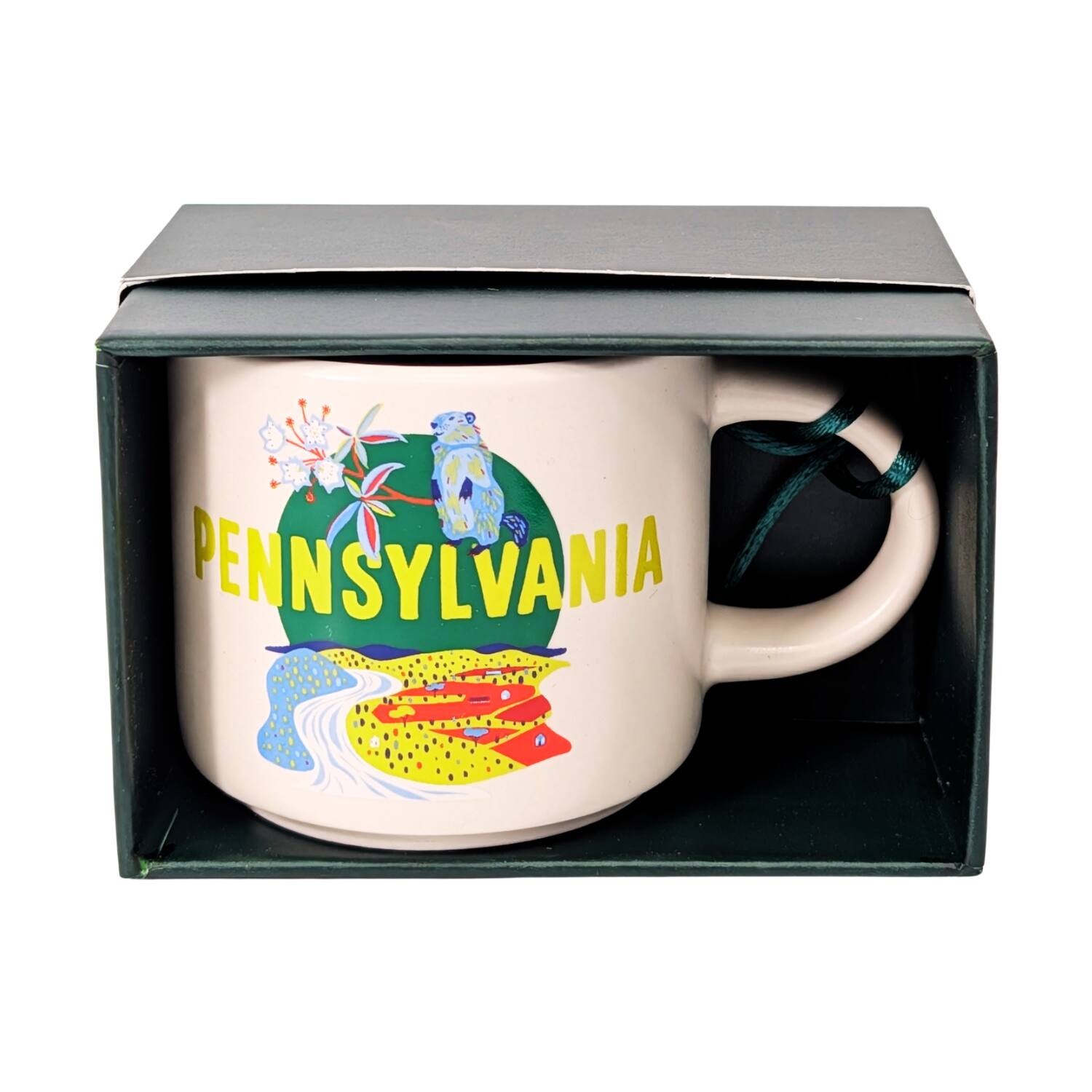 Left. Starbucks - Starbucks Discovery Series Pennsylvania Ceramic Demitasse Ornament Mug, 2 Oz - Blue.