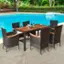Alt View 1. Costway - Costway 7PCS Patio Rattan Dining Set 6 Stackable Chairs Cushioned - Brown.