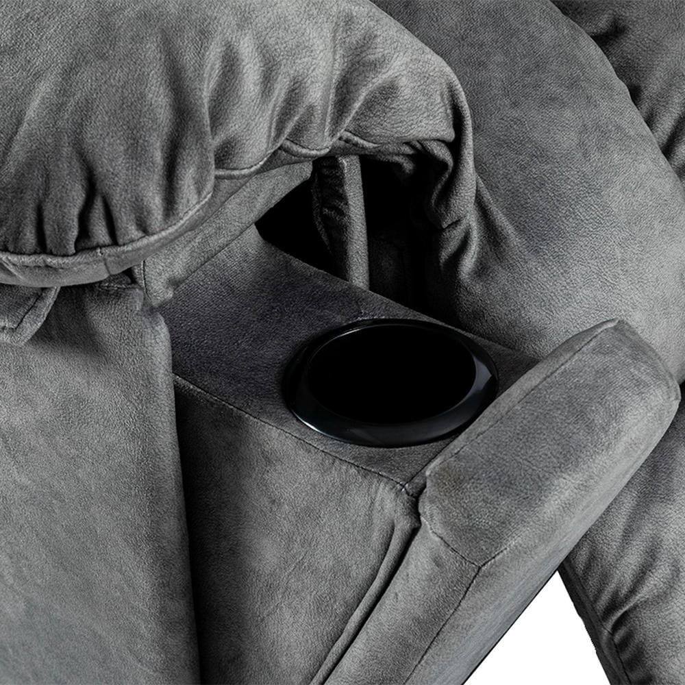 Alt View 4. Kadyn - Swivel Rocking Recliner Chair, 8-Point Massage & Heat, 360° Rotation, USB Port, Cup Holders, Light Gray - Gray.