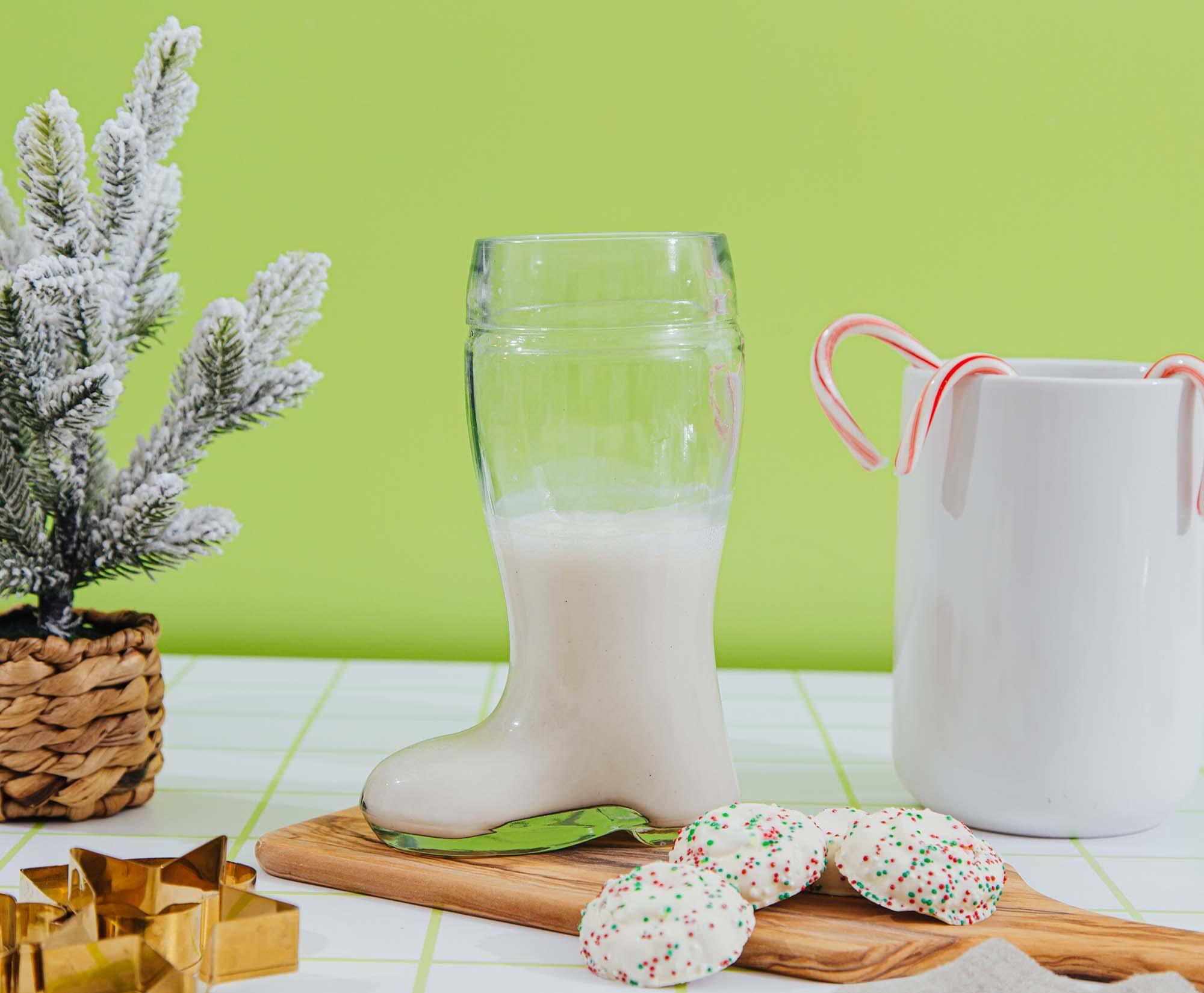 Alt View 2. Silver Buffalo - Santa Claus Boot Sculpted Glass Cup | Holds 23 Ounces - Yellow.