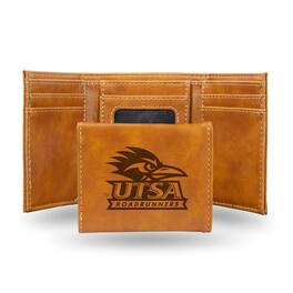 Rico Industries - Texas San Antonio Roadrunners Laser Engraved Brown Trifold Wallet - Multi