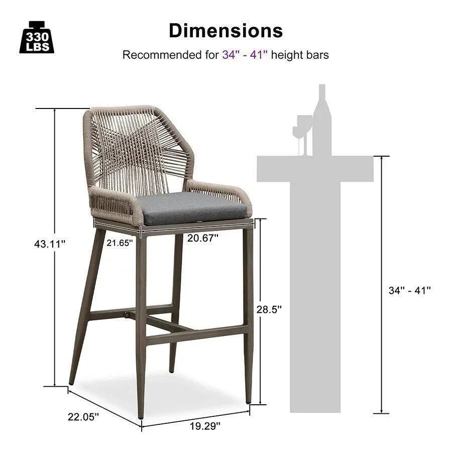 330 LBS  
Dimensions  
Recommended for 34" - 41" height bars  

43.11"  
21.65"  
20.67"  
28.5"  
22.05"  
19.29"