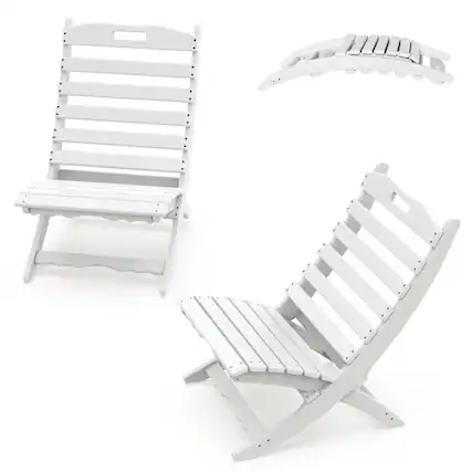 Front. FODINGHILL - Folding Xavier Wave Chairs Set of 2, Portable HDPE Adirondack Chairs, All-Weather Outdoor Chairs - White.