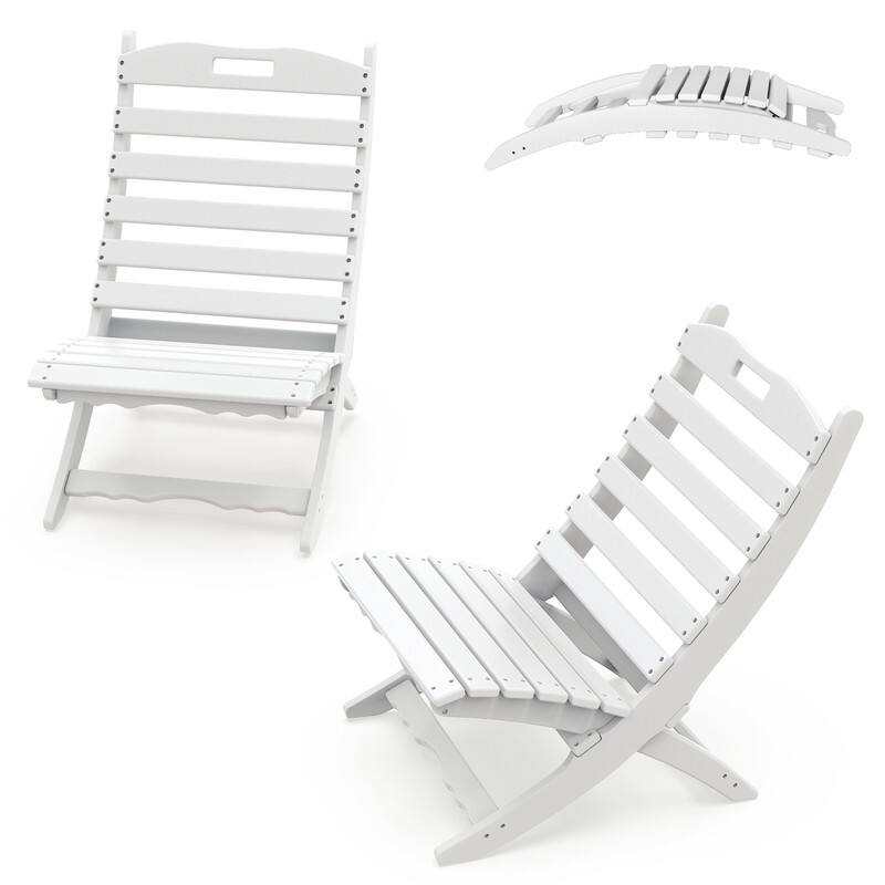Front. FODINGHILL - Folding Xavier Wave Chairs Set of 2, Portable HDPE Adirondack Chairs, All-Weather Outdoor Chairs - White.