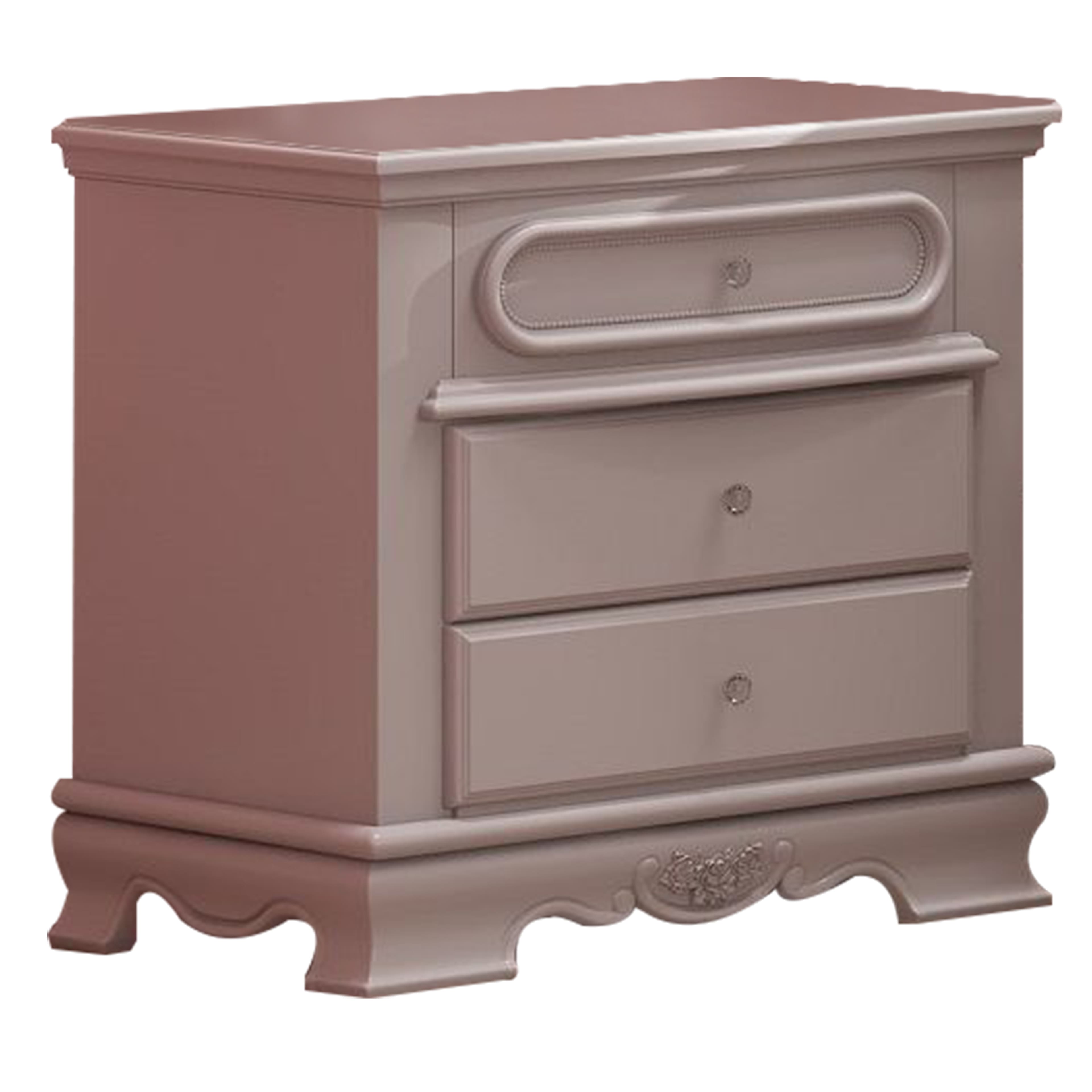 Manhattan Lane - Auri 27 Inch Nightstand with 2 Drawer, Molded Trim Floral Motifs - White