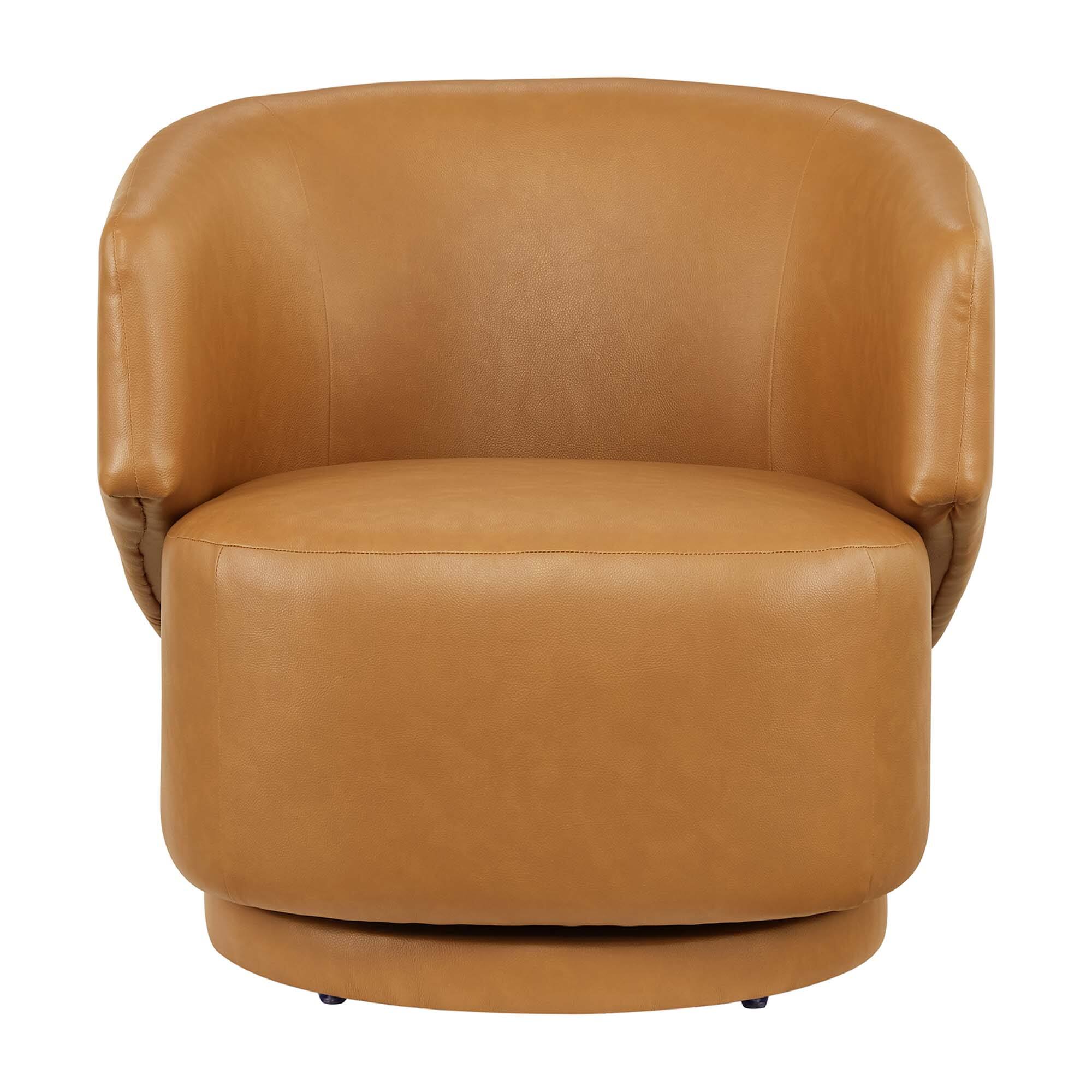 Alt View 4. Modway - Celestia Vegan Leather Fabric and Wood Swivel Chair by Modway - Tan.