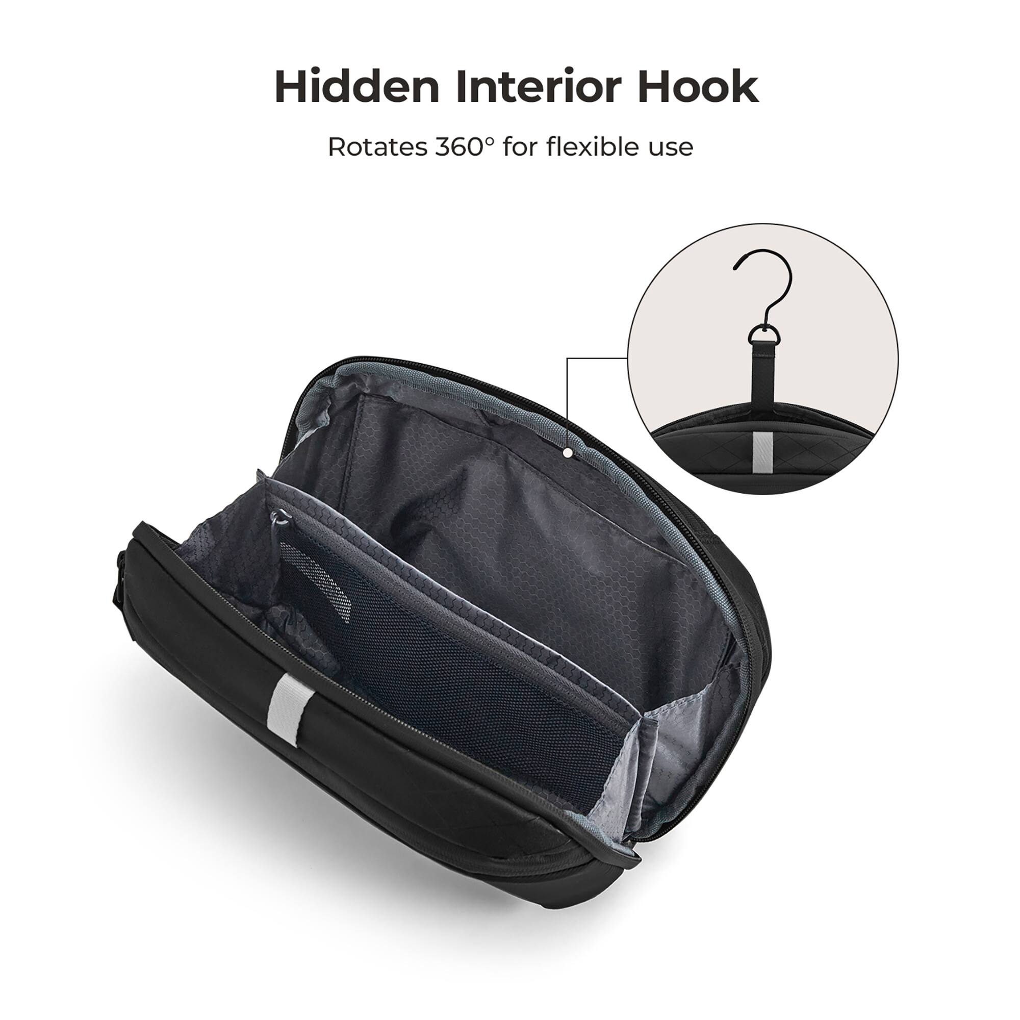 Hidden Interior Hook  
Rotates 360° for flexible use