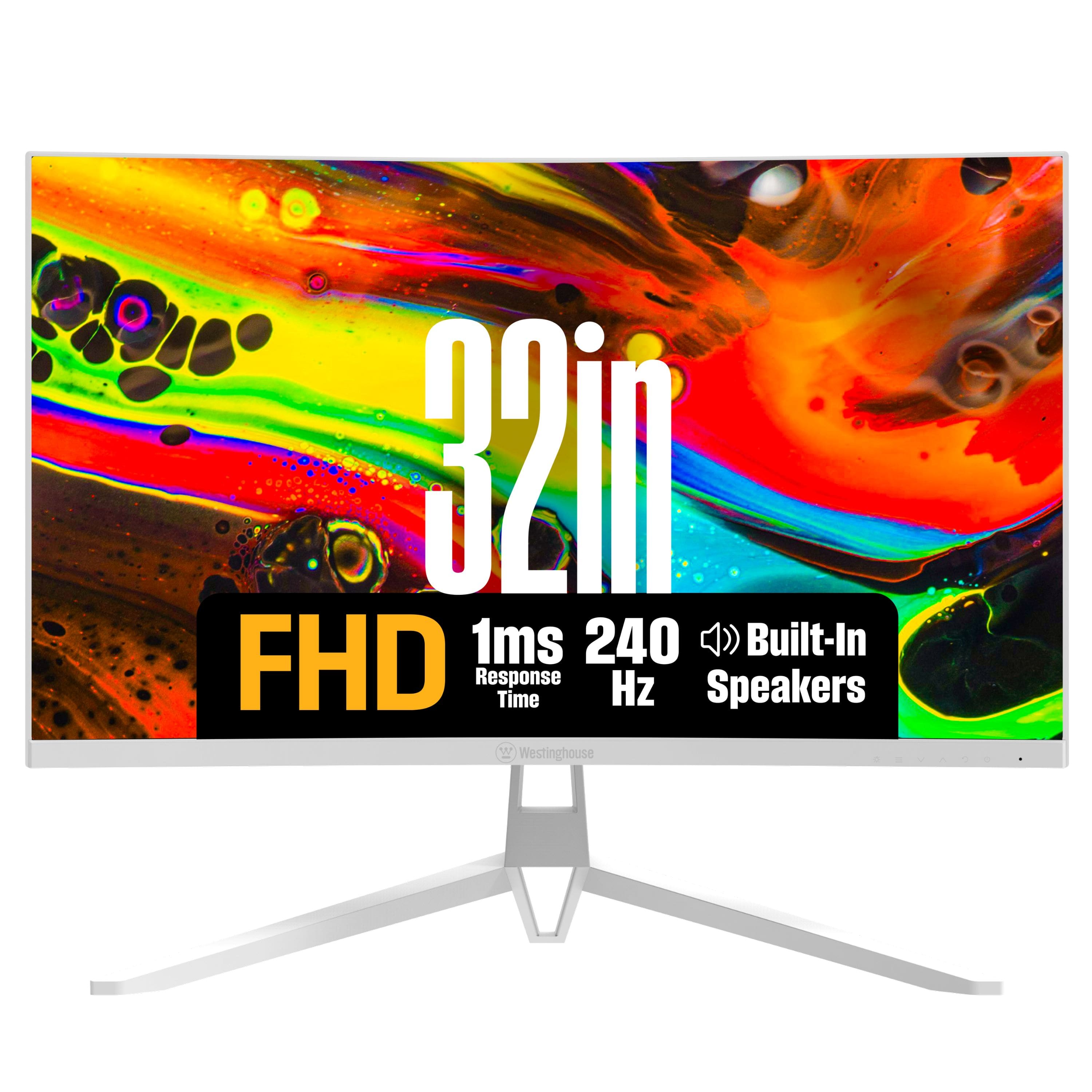 Westinghouse - 32" Curved FHD Gaming Monitor, 240Hz, 1ms, FreeSync, 1920x1080, HDMI/DP, Speakers - White