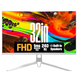 Westinghouse - 32" Curved FHD Gaming Monitor, 240Hz, 1ms, FreeSync, 1920x1080, HDMI/DP, Speakers - White