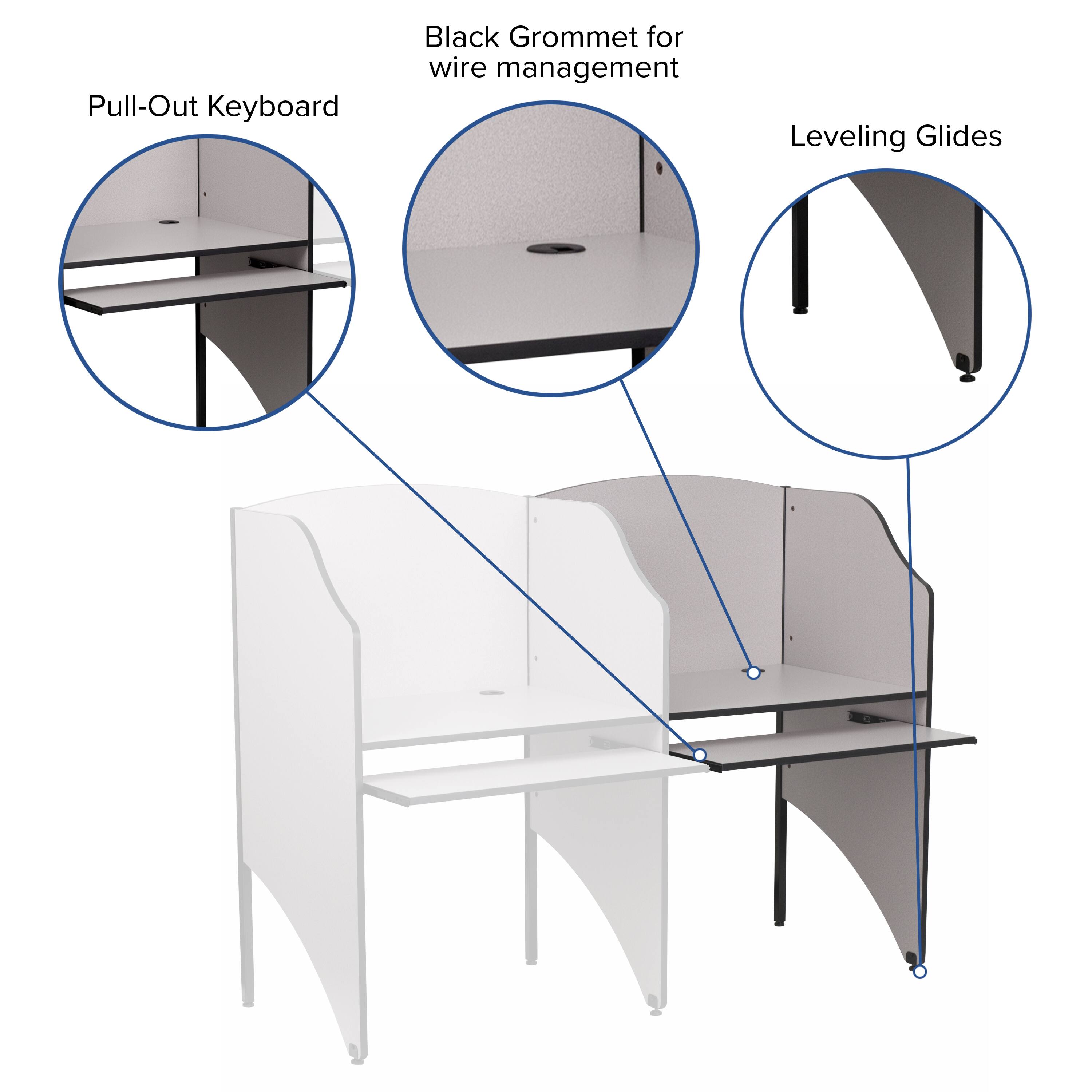 Pull-Out Keyboard  
Black Grommet for wire management  
Leveling Glides