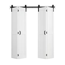 VEVOR - Bifold Barn Door, 72" x 84", MDF Bi-Fold Sliding Closet Doors, Header Board and Hardware Kit Included - White