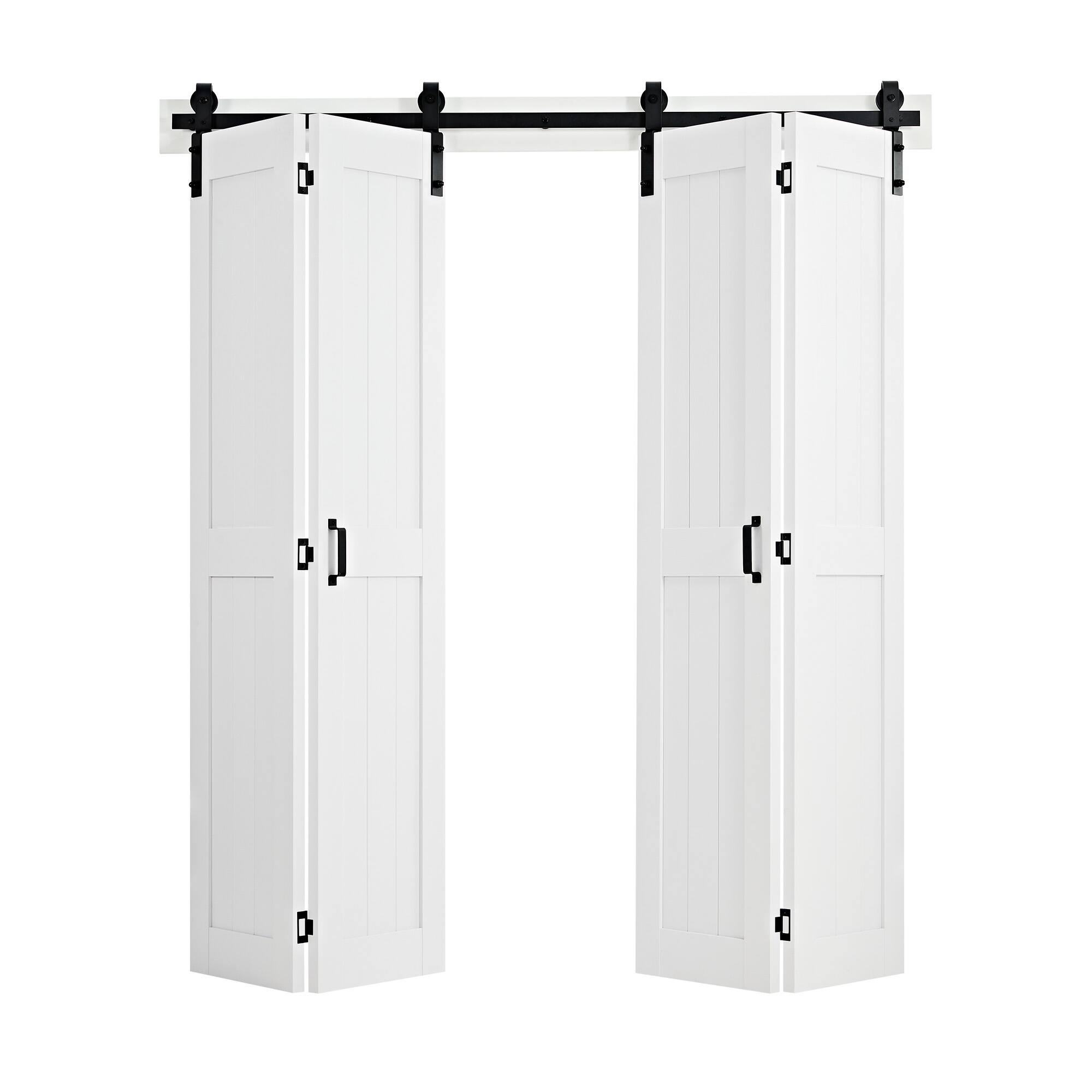 Front. VEVOR - Bifold Barn Door, 72" x 84", MDF Bi-Fold Sliding Closet Doors, Header Board and Hardware Kit Included - White.