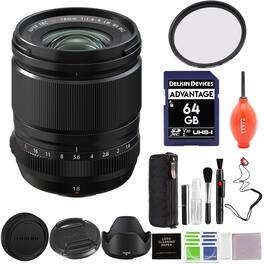 Fujifilm - XF 18mm f/1.4 R LM WR Lens with 62mm Protection Filter, 64GB SD Card and Advanced Accessories