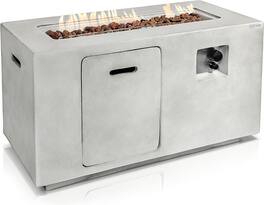 SereneLife - Concrete Outdoor Propane Fire Pit Table, 50,000 BTU, Pulse Ignition, PVC Cover - SLFPCN56 - Copper