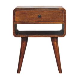 Artisan Furniture - Solid Wood Avora Nightstand with Drawer and open slot - Chestnut