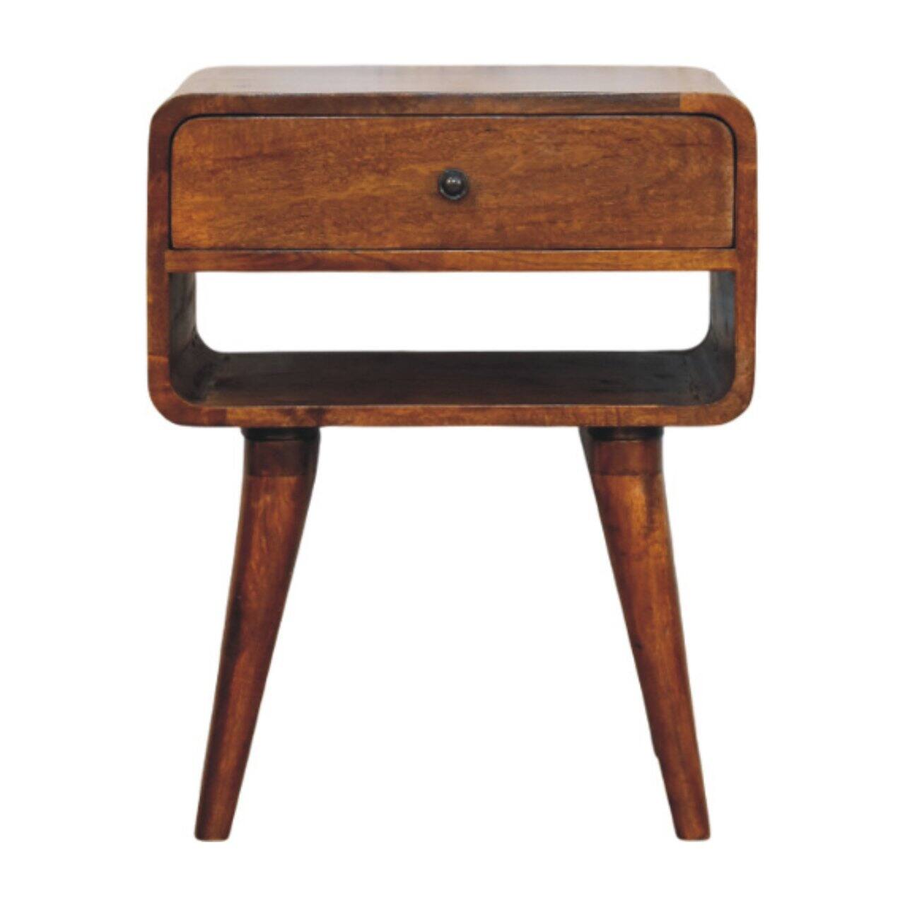 Front. Artisan Furniture - Artisan Furniture Solid Wood Avora Chestnut Nightstand with Drawer and open slot - Chestnut.