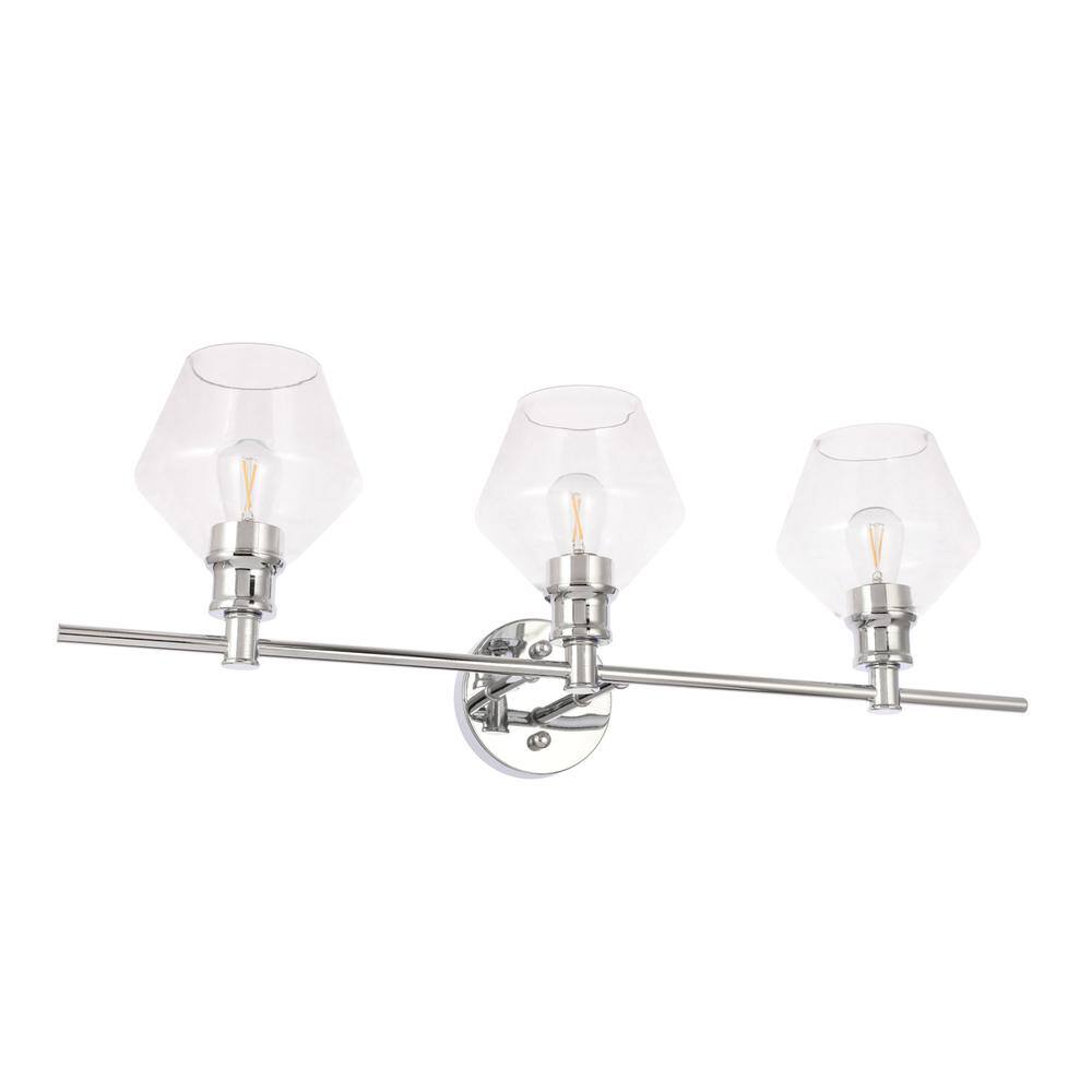 Alt View 7. Living District - Gene 3 light Chrome and Clear glass Wall sconce - Chrome And Clear Glass.