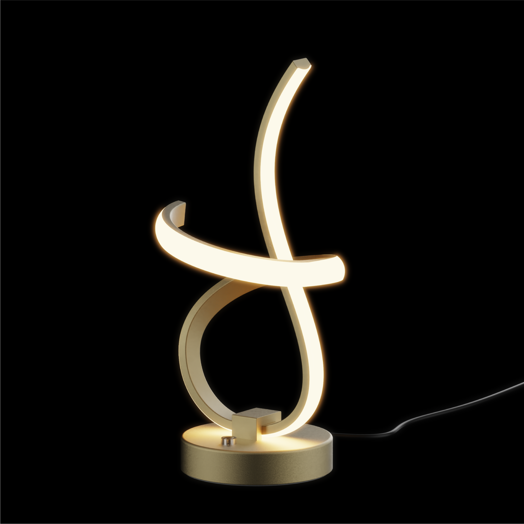 Front. Infibrite - Golden Swirl 12W LED Table Lamp 16 Inch, 3000K Warm Glow, Touch Control, Matte Gold Finish - White.
