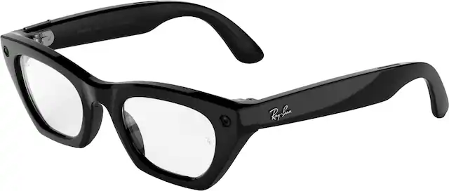 Front. Ray-Ban Meta - (Gen 3) Zena - AI Glasses with Camera - Clear Lenses - Shiny Black.