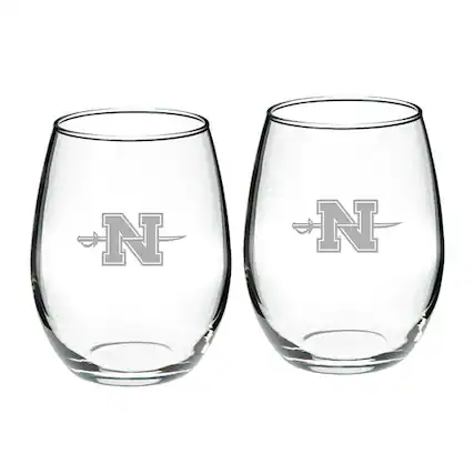 Front. Jardine - Nicholls State Colonels Team Design Two-Piece 21oz. Stemless Wine Glass Set - Multicolor.
