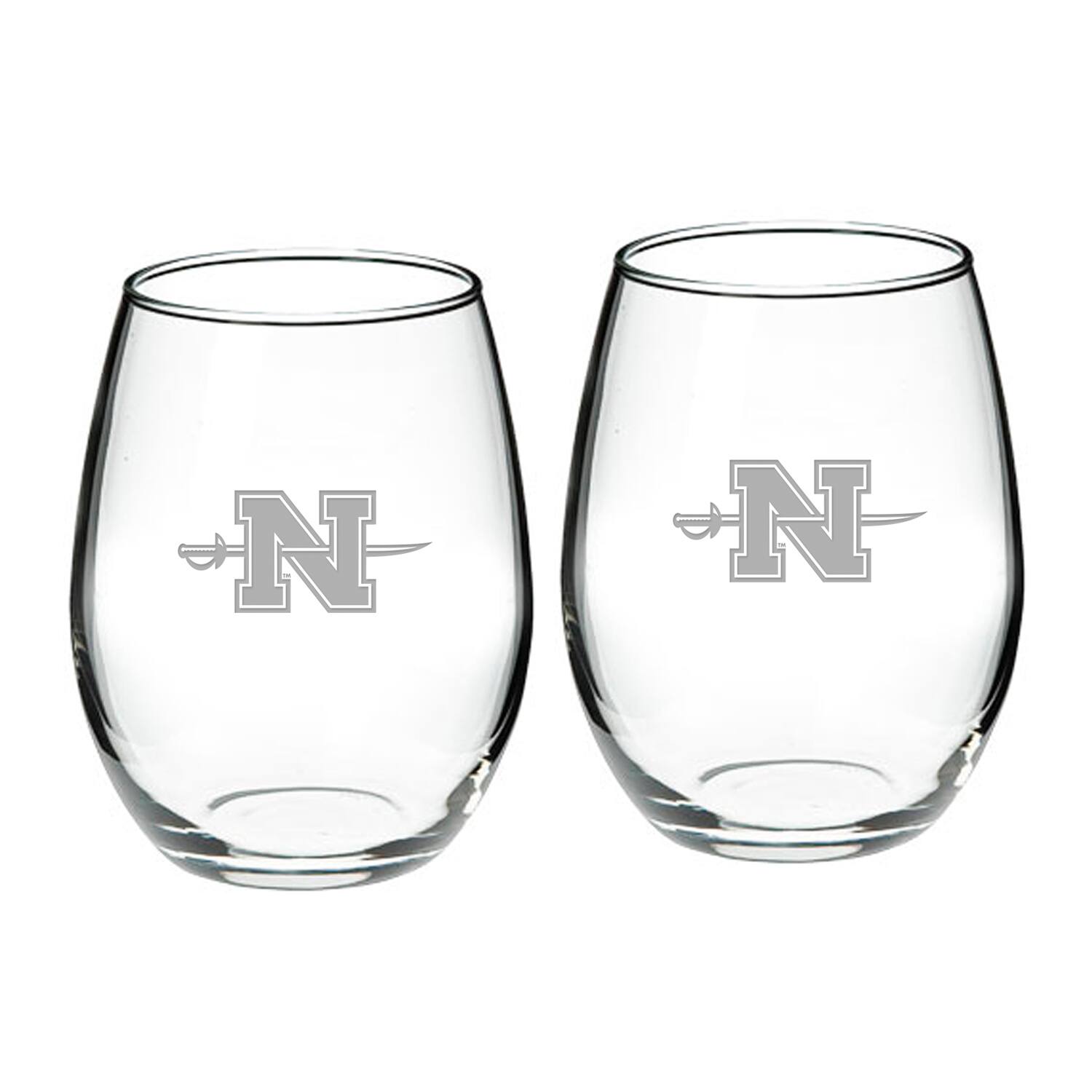 Front. Jardine - Nicholls State Colonels Team Design Two-Piece 21oz. Stemless Wine Glass Set - Multicolor.