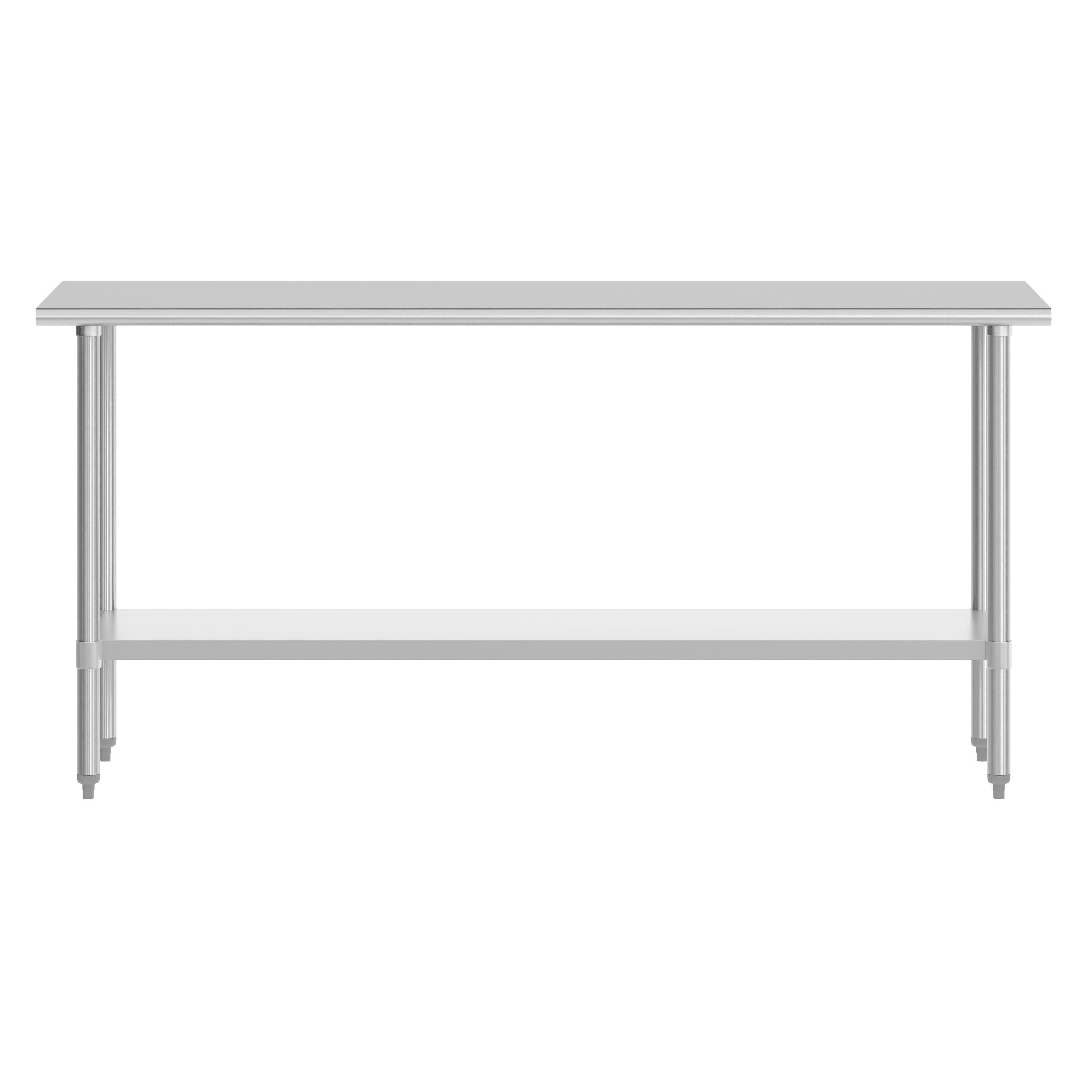 Angle. Flash Furniture - Reese 24x72 Portable Prep and Work Table with NSF Certified 18 Gauge Stainless Steel Top Shelf and Adjustable Galvanized - Gray.