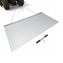 VEVOR - Drag Harrow, 6 x 3 ft, High-Efficiency Chain Harrow Rake, ATVs UTVs Tractors Attachments, Durable Galvanized Steel - Silver