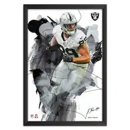 Sporticulture - Brock Bowers Las Vegas Raiders 27" x 39" Brush Stroke Player Framed Art Print - Multicolor