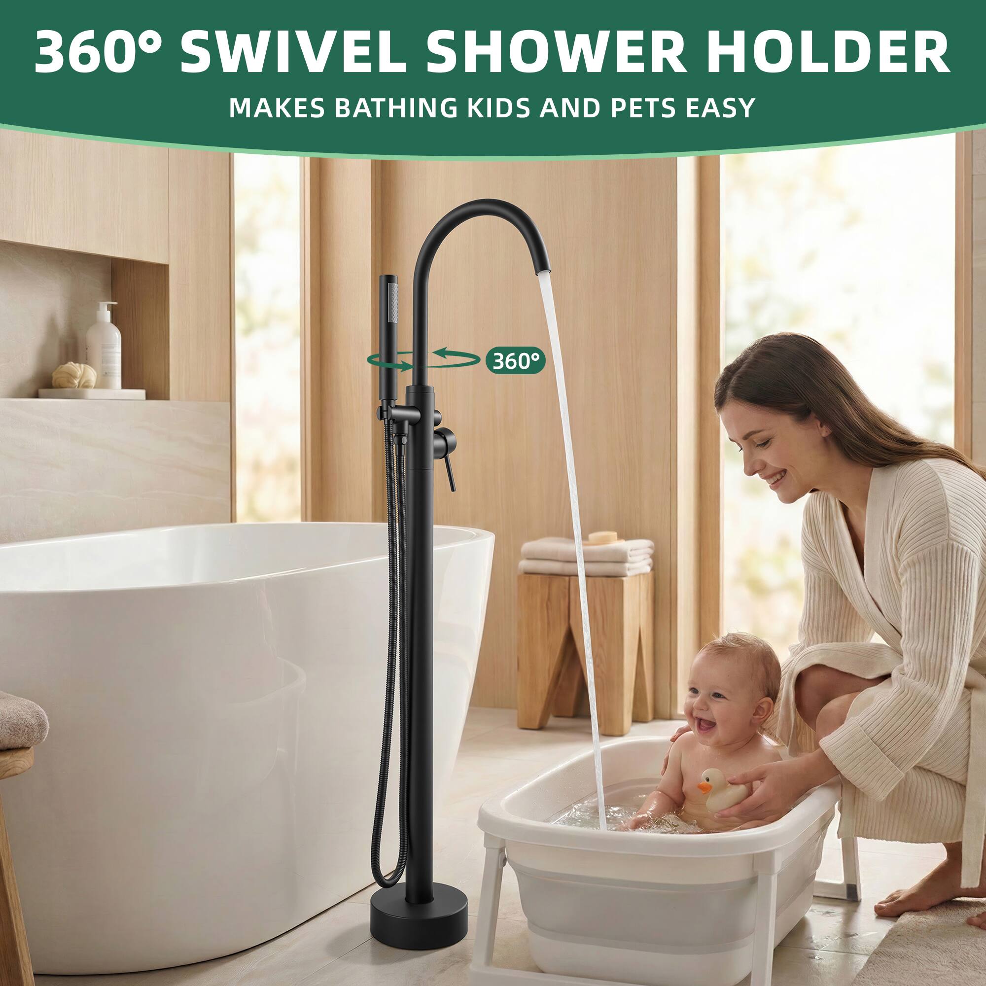 360° SWIVEL SHOWER HOLDER  
MAKES BATHING KIDS AND PETS EASY