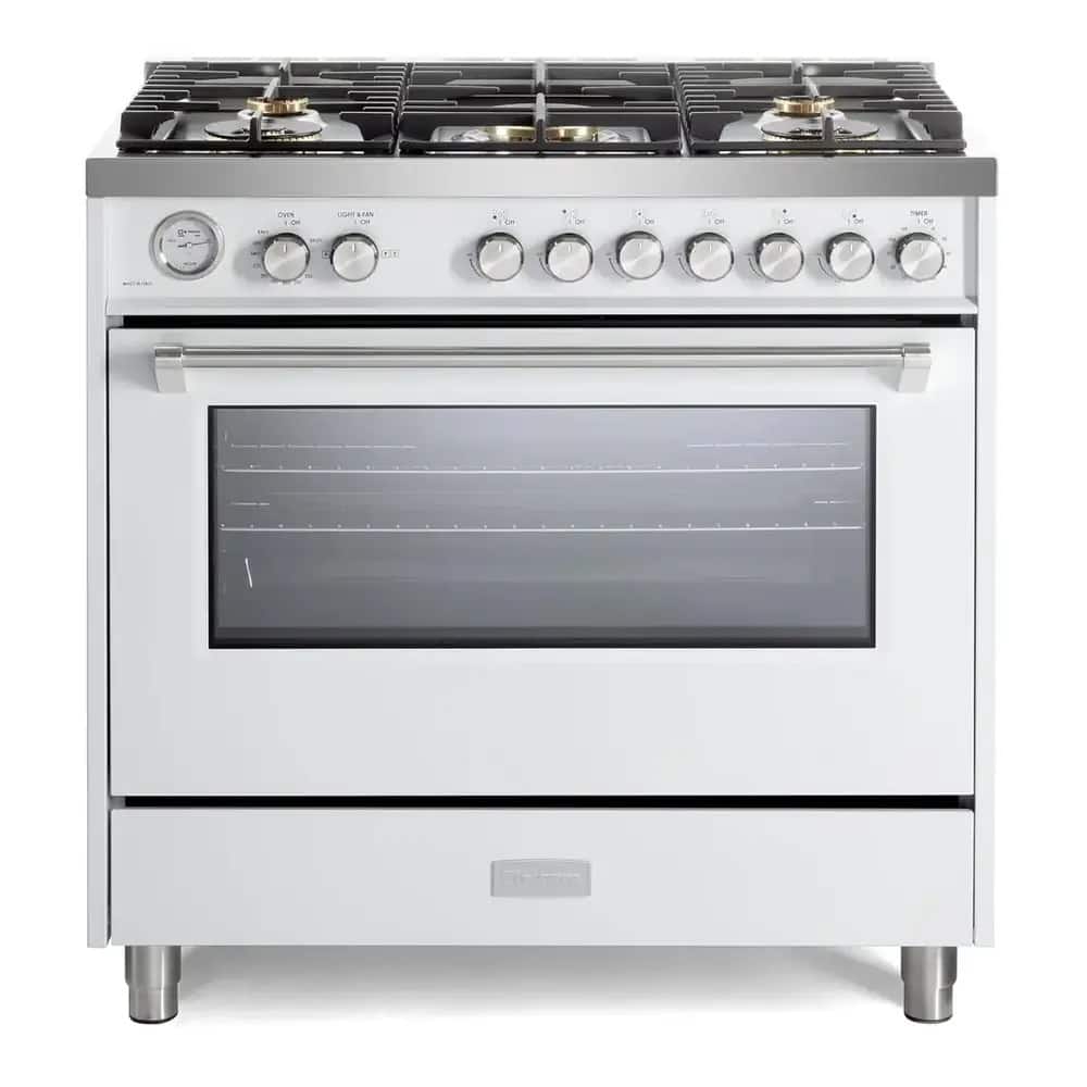 Verona - Ultima 36" Gas Range with 5 Sealed Burners in White - White