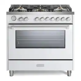 Verona - Ultima 36" Gas Range with 5 Sealed Burners in White - White