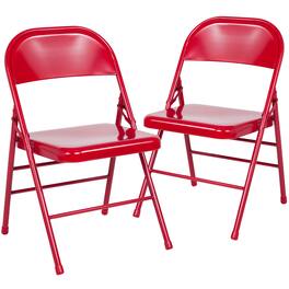 Emma + Oliver - 2 Pack Home & Office Portable Party Events Steel Metal Folding Chair - Red