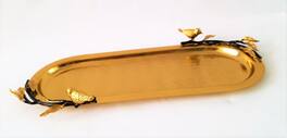 Jiallo - Songbird oblong dish - 15 x 6" - Gold