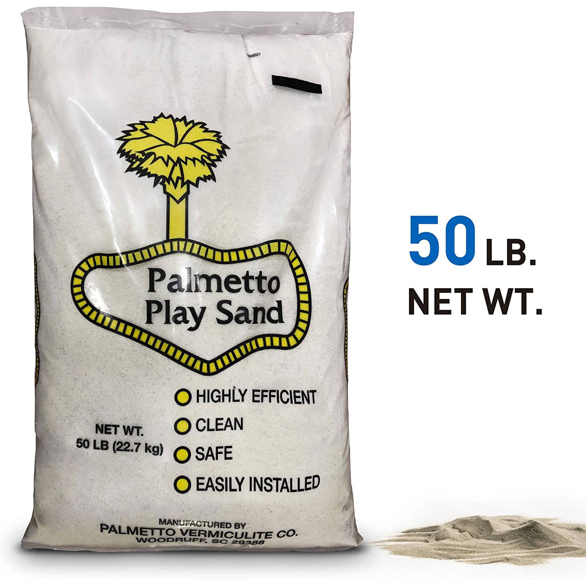 Palmetto Play Sand  
50 LB. NET WT. (22.7 kg)  
HIGHLY EFFICIENT  
CLEAN  
SAFE  
EASILY INSTALLED  
MANUFACTURED BY PALMETTO VERMICULITE CO.  
WOODRUFF, SC 29188